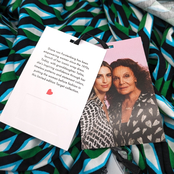 Diane Von Furstenberg Target DVF Longsleeve Midi Arrow Geo Green Wrap Dress Med. - Picture 9 of 10